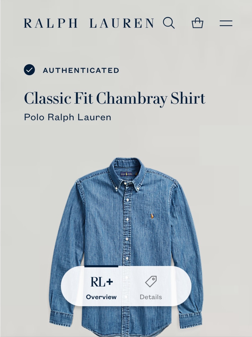 Authentic Polo by Ralph Lauren Men’s Indigo Denim Button-Down Shirt - Picture 6 of 6